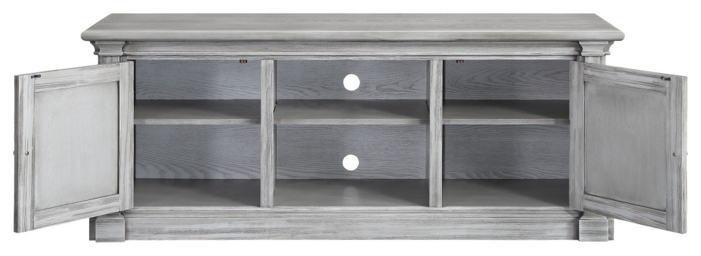 Benzara BM250248 TV Stand With MDF 2 Door Storage and Farmhouse Style  Gray   French Country   Entertainment Centers And Tv Stands   by Uber Bazaar  Houzz