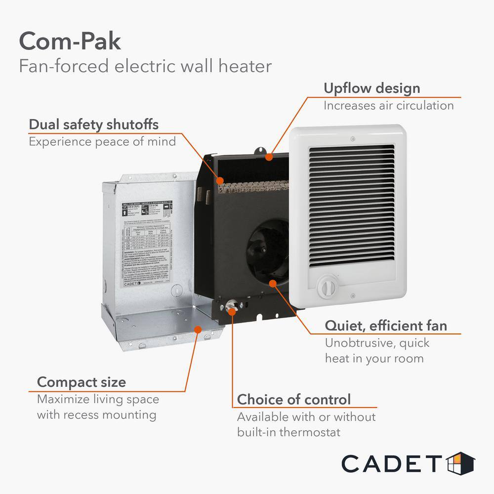 Cadet 240208-volt 20001500-watt Com-Pak In-wall Fan-forced Replacement Electric Heater Assembly with Thermostat CS202T