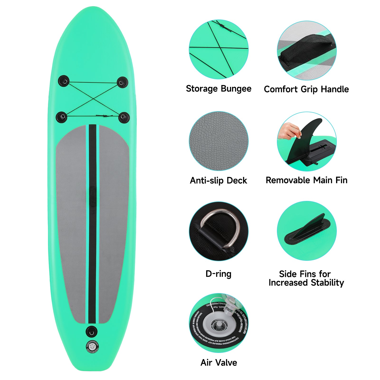 10FT Inflatable Paddleboard with Double Action Pump,  Adjustable Paddle, SUP Accessories and Carry Bag