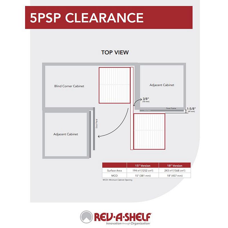 Rev-A-Shelf Pull Out Corner Cabinet Organizer w/Soft Close 3 Tier， 5PSP3-15SC-CR