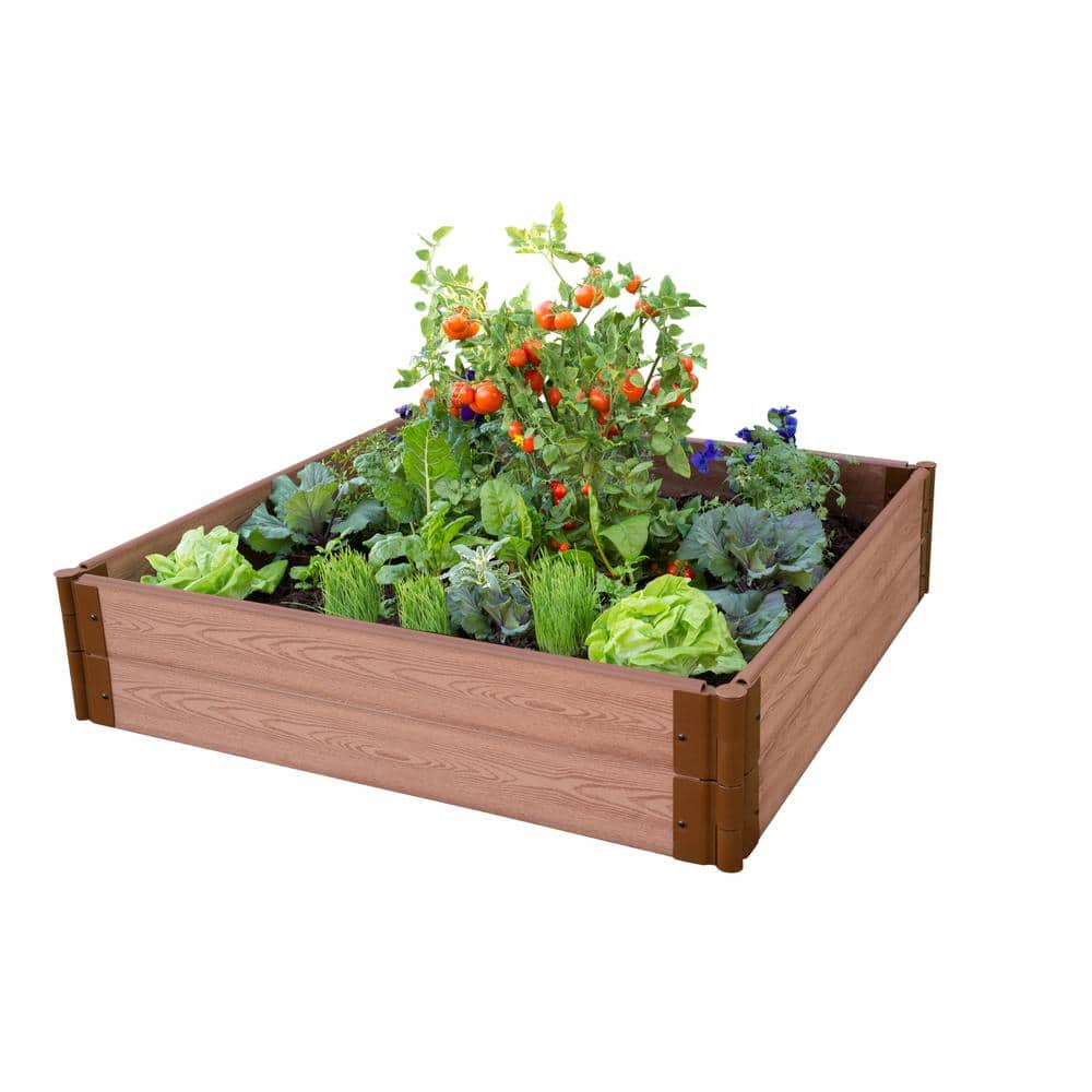 Frame It All 1 in. Profile Classic Sienna 4 ft. x 4 ft. x 11 in. Raised Garden Bed 300001061