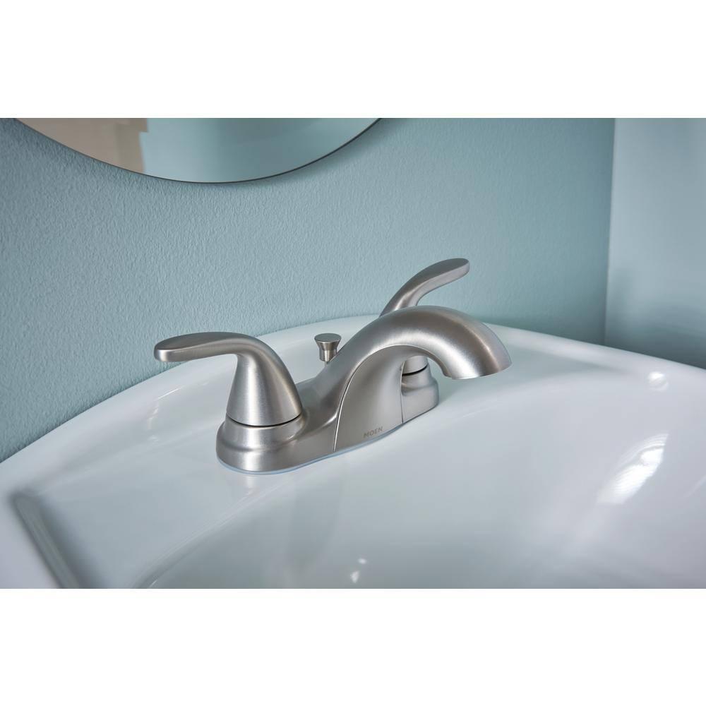 MOEN Adler 4 in Centerset 2Handle Bathroom Faucet Combo Kit with Hardware Set in Spot Resist Brushed Nickel