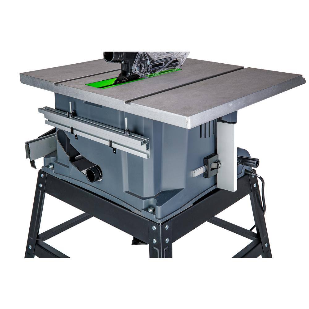 GENESIS 10 in. 15 Amp Table Saw with Metal Stand Miter Gauge Push Stick and Rip Fence GTS10SC