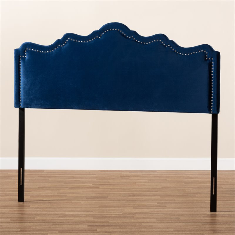 Baxton Studio Nadeen Contemporary Velvet Queen Headboard in Royal Blue   Transitional   Headboards   by Homesquare  Houzz