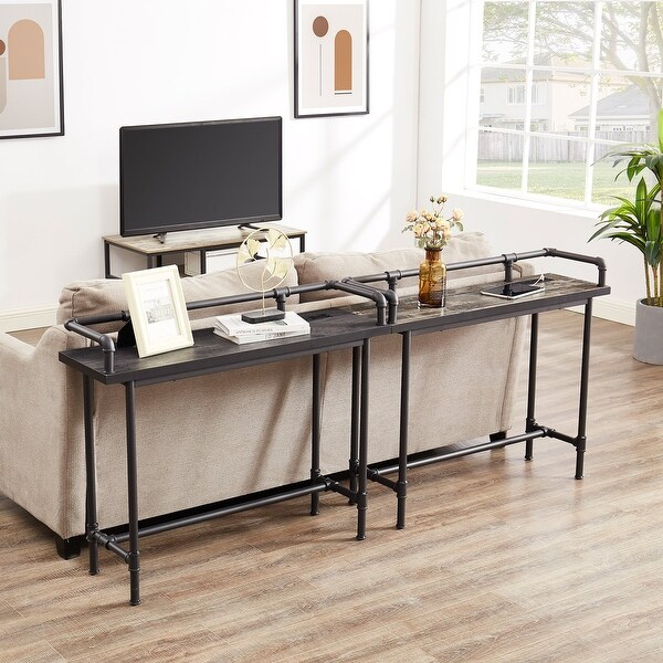 Console Table with 2 Outlet and 2 USB Ports for Living Room and Hallway