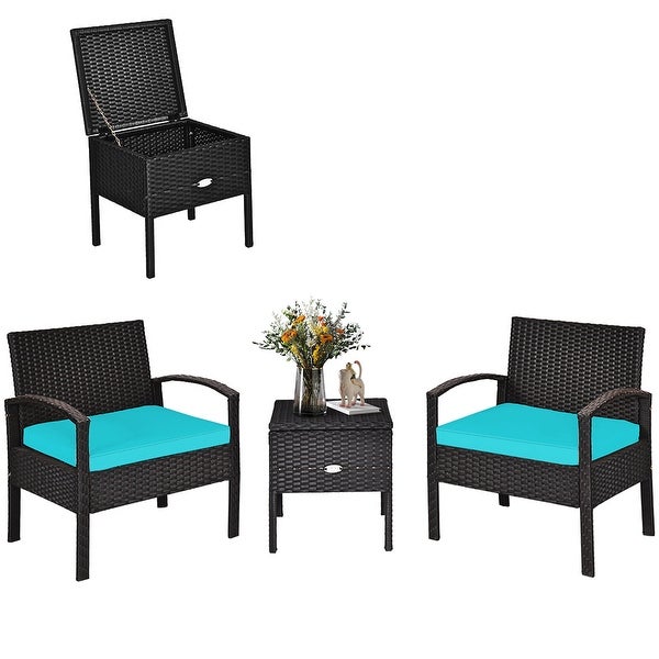 3 Piece Outdoor Patio Rattan Furniture Set - Modern Furniture - Overstock - 37511919