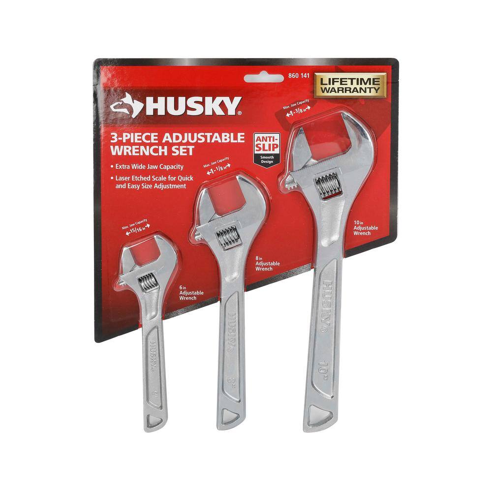 Husky Adjustable Wrench Set (3-Piece) 90355