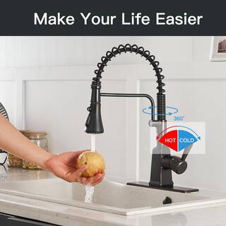 BWE Single-Handle Pull-Down Sprayer 3 Spray High Arc Kitchen Faucet With Deck Plate in Oil Rubbed Bronze A-94557-ORB