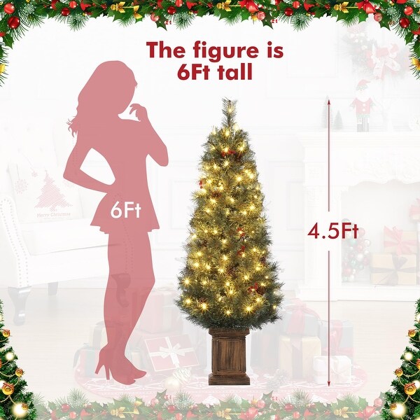 4.5ft Artificial Christmas Tree，Prelit Christmas Tree with 108 Warm White Led Lights