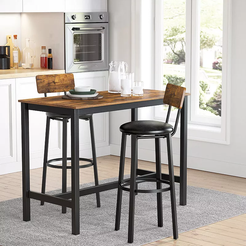 Set Of 2 29.7-inch Barstools With Back And Footrest