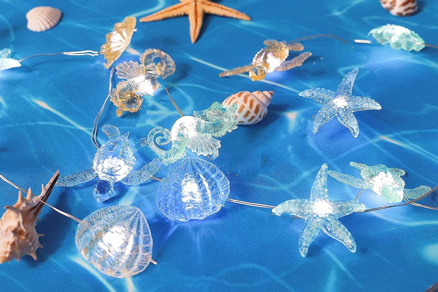 Decorative String Lights Beach， Under The Sea， Sand Dollars， Seahorse， Nautical Theme For Christmas Decorations， 3m 30 Led Remote Control With Battery