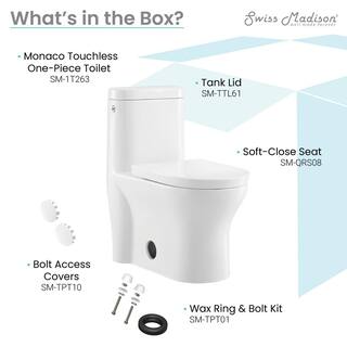 Swiss Madison Monaco 1-Piece 1.11.6 GPF Dual Touchless Flush Elongated Toilet in White Seat Included SM-1T263