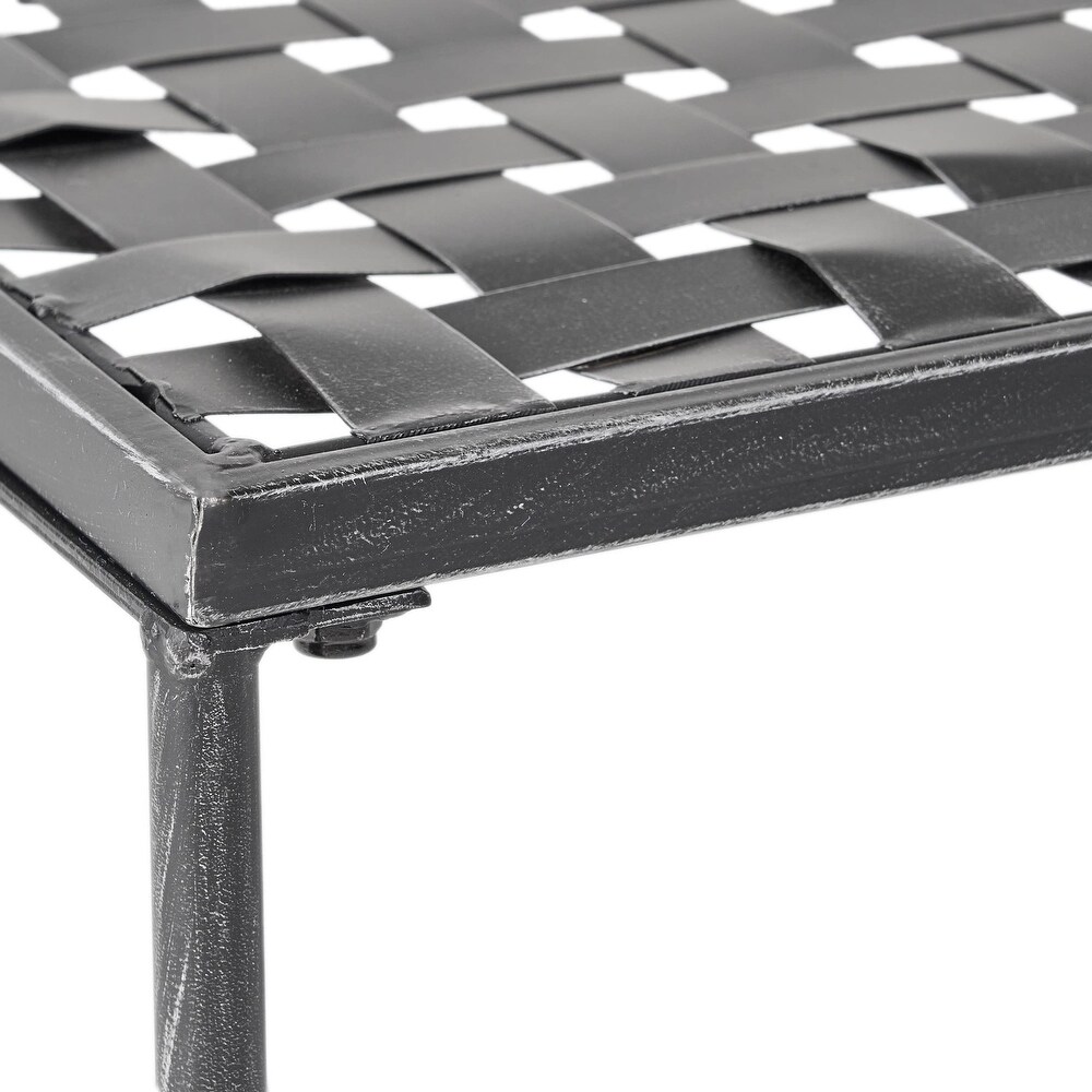 Petra Iron Coffee Table  Black Brush Silver