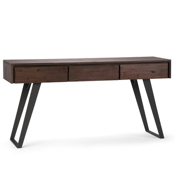 WYNDENHALL Mitchell SOLID ACACIA WOOD and Metal 60 inch Wide Modern Industrial Console Sofa Table - 60 W x 16 D x 30 H