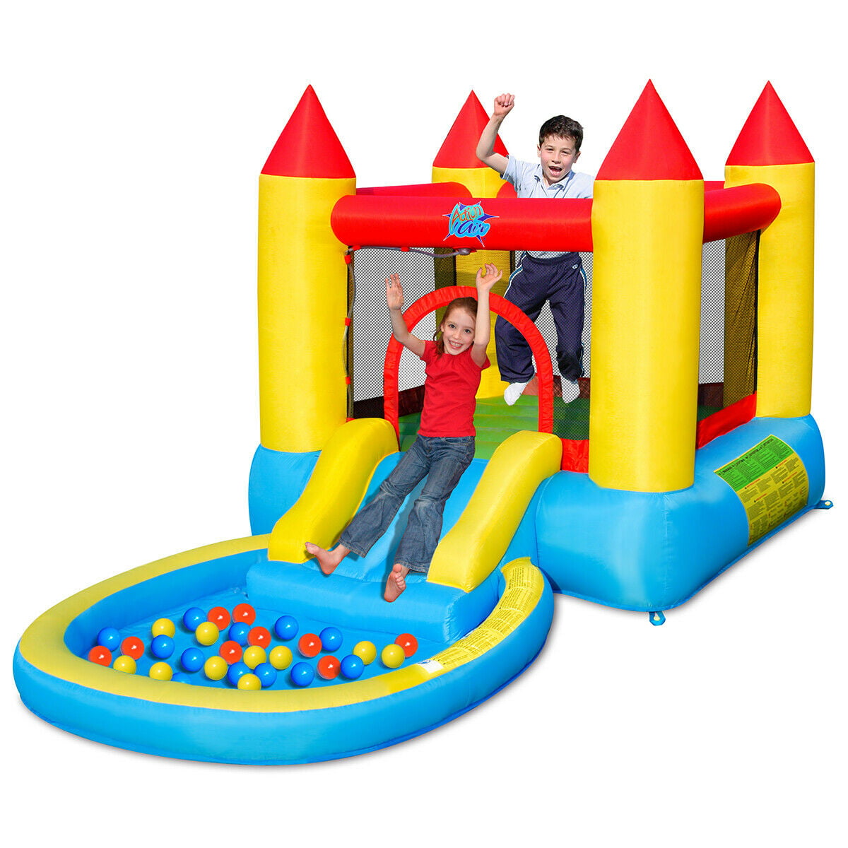 Gymax Inflatable Bounce House Kids Slide Jumping Castle Bouncer w/Pool and 480W Blower