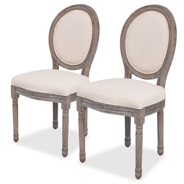 Dining Chairs 2 pcs Cream Fabric