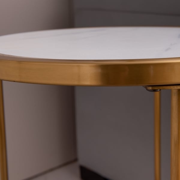 Round Side/End table with Golden Stainless Steel Frame