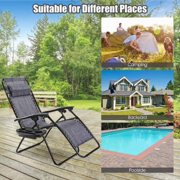 2 Pieces Folding Lounge Chair with Zero Gravity - 40