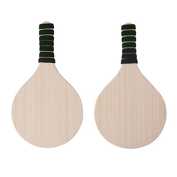 1 Pair Wooden Beach Game Bat Badminton Racket For Outdoor Game Beach Party (random Handle Color)