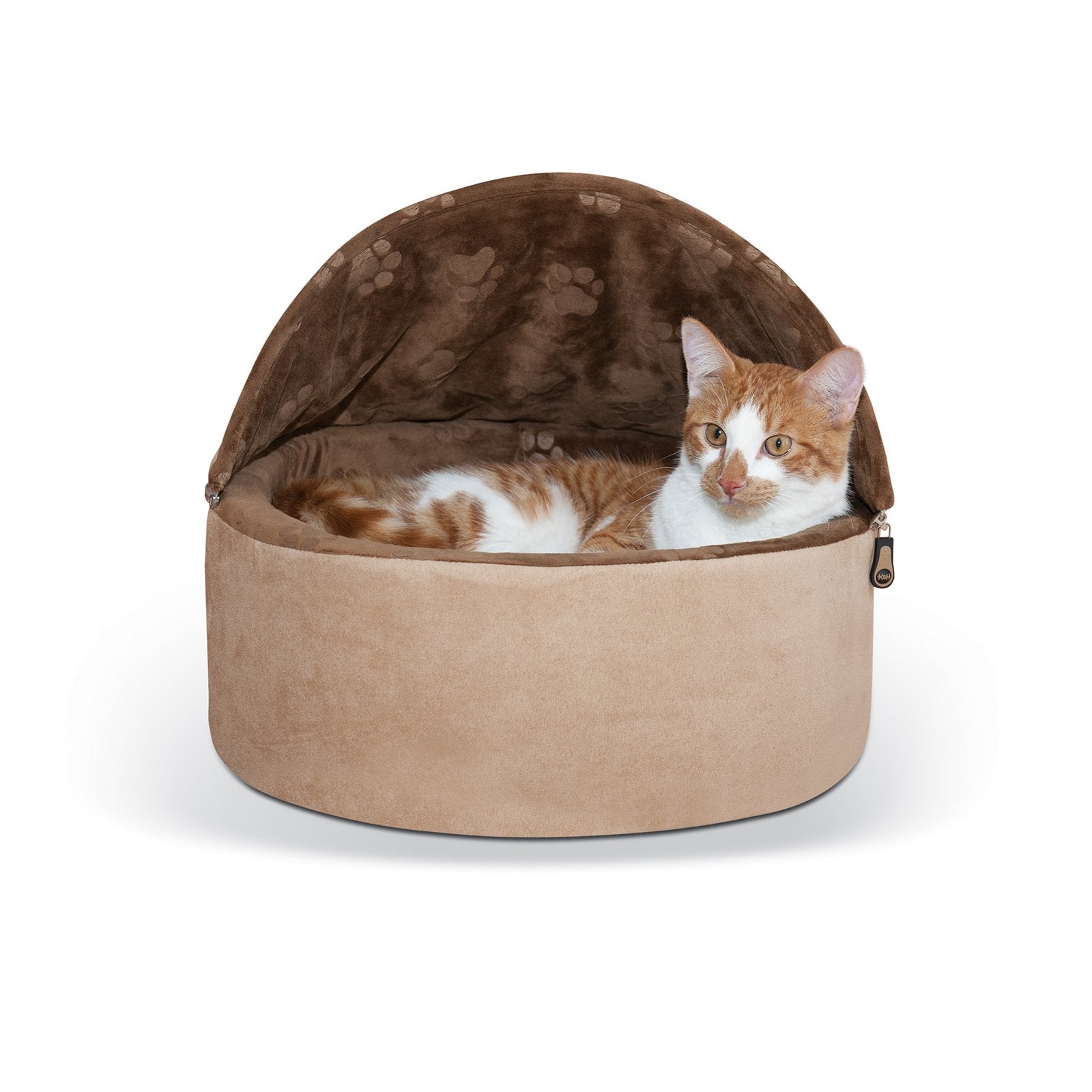 KandH Hooded Pet Cat Bed， Brown