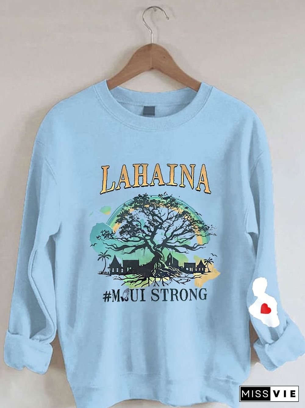 Women's Lahaina Strong Hawaii Lahaina Banyan Tree Print Crew Neck Sweatshirt