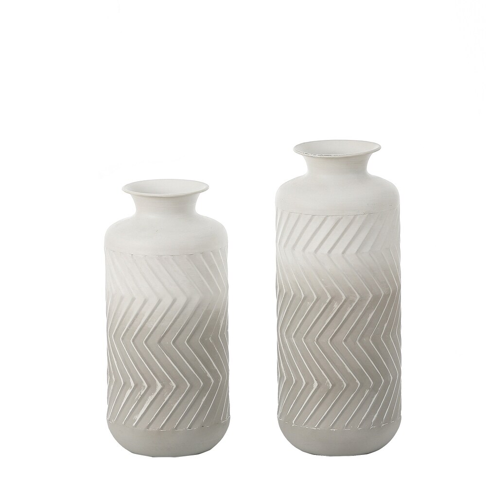 Grey and White Metal Bottle Vases (Set of 2)