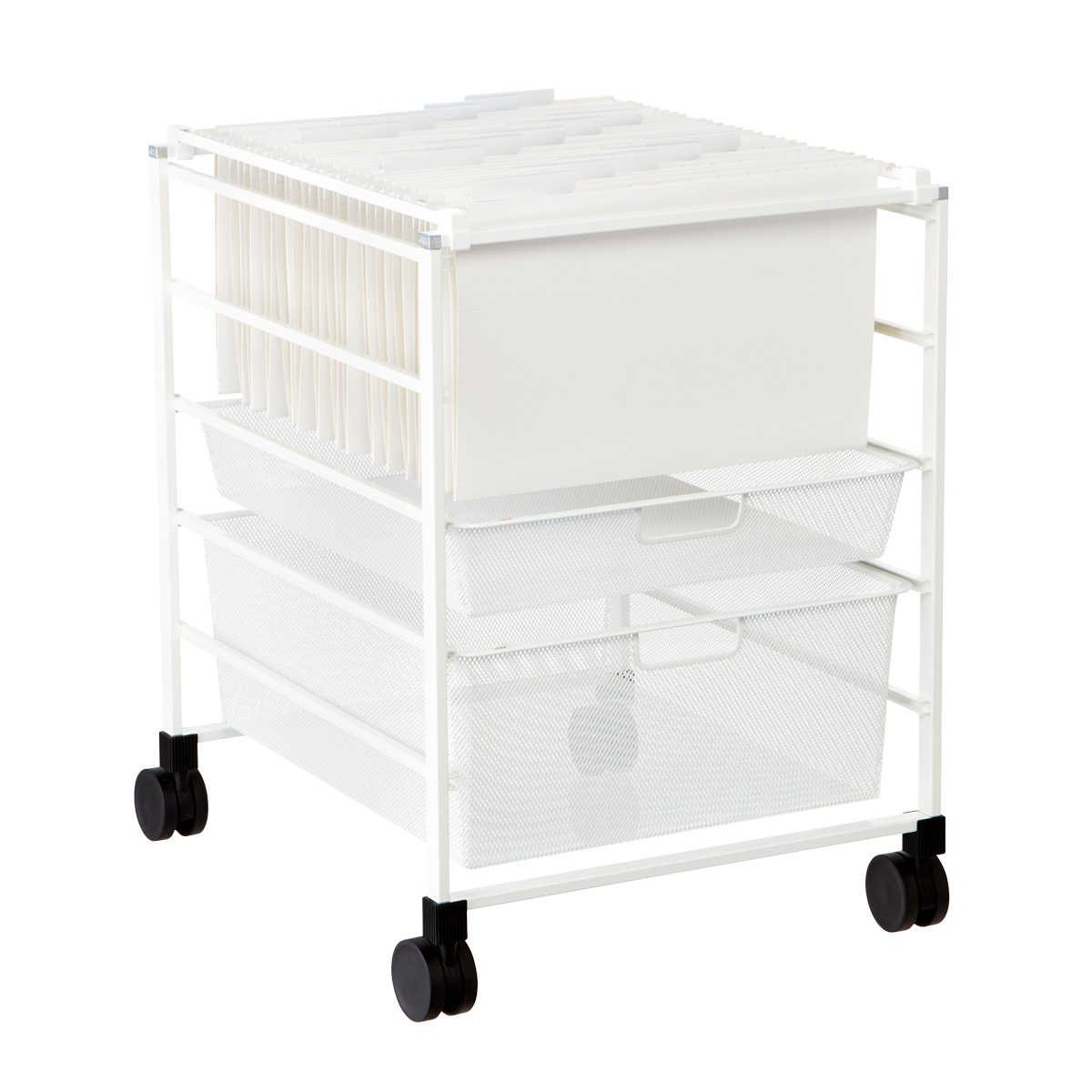 Elfa White Mesh File Carts