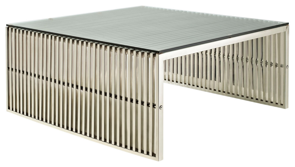 Gridiron Stainless Steel Coffee Table   Contemporary   Coffee Tables   by Decor Savings  Houzz