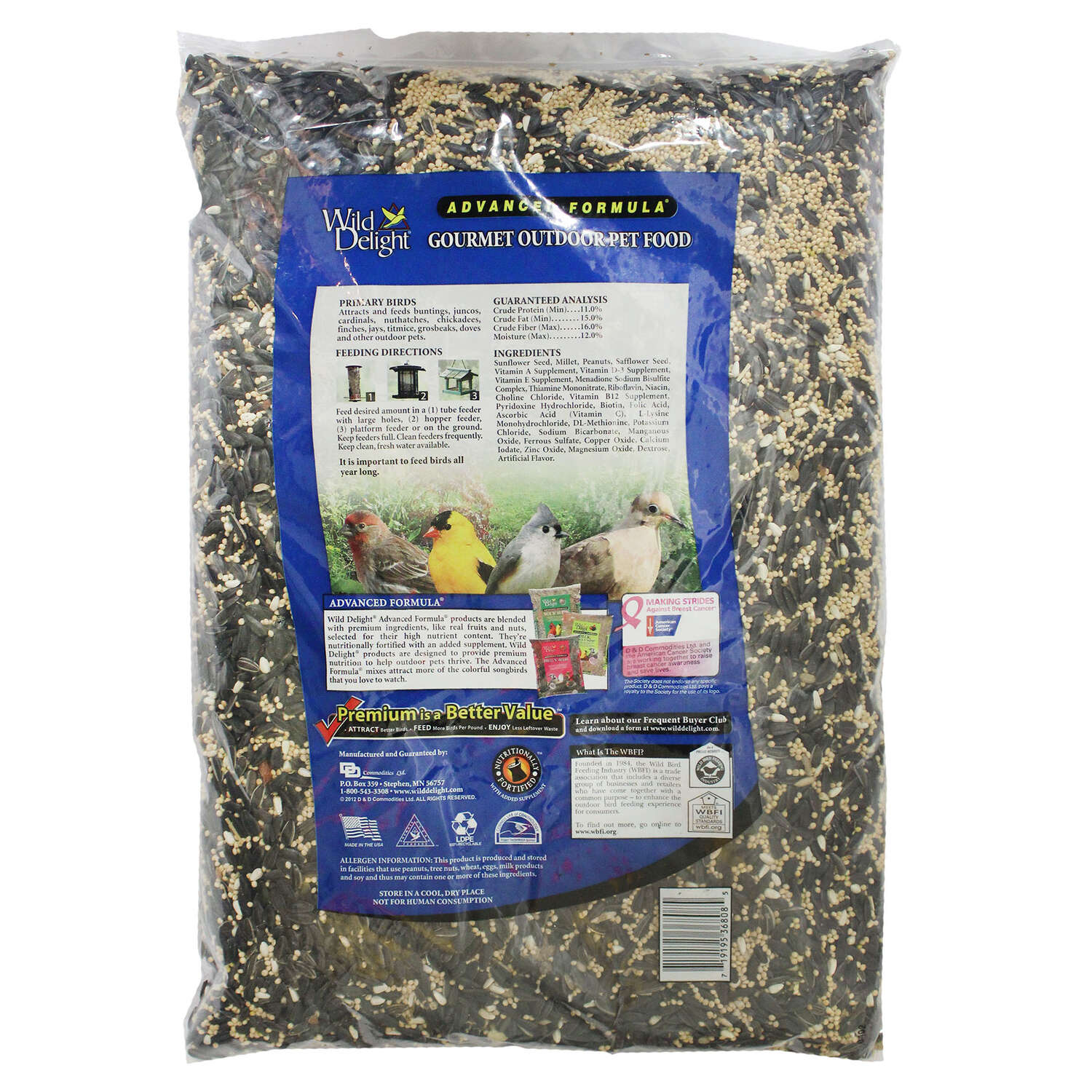 Wild Delight Gourmet Assorted Species Sunflower Seeds Wild Bird Food 8 lb