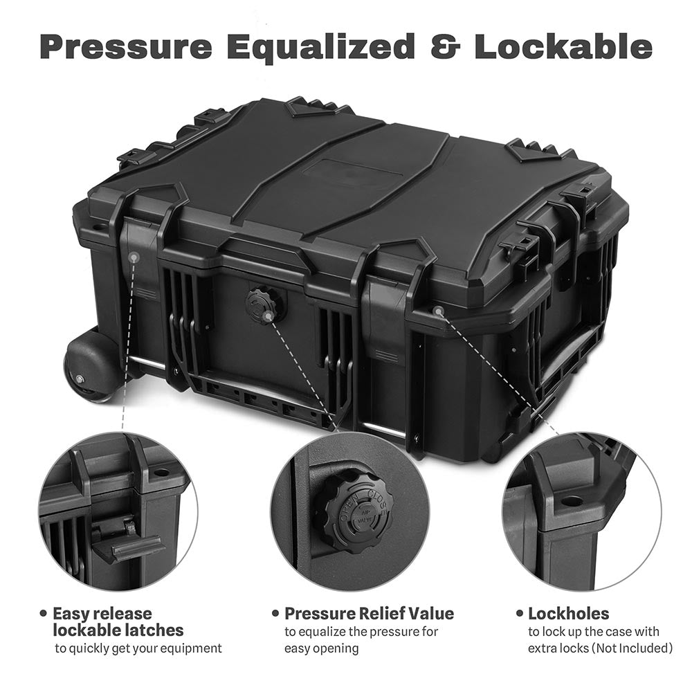 Yescom Waterproof DSLR Camera Case with Wheels Backpack & Foam