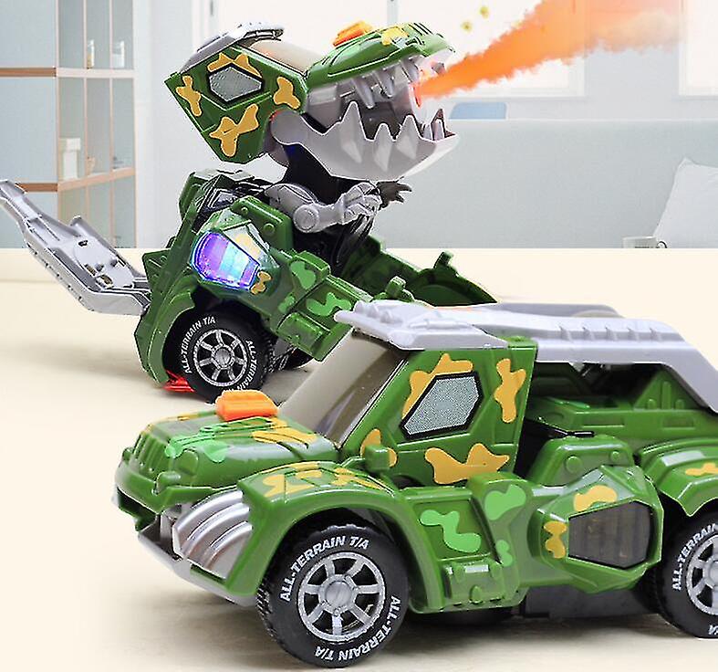 Transforming Dinosaur Car Toys With Light And Music， Xmas Gift