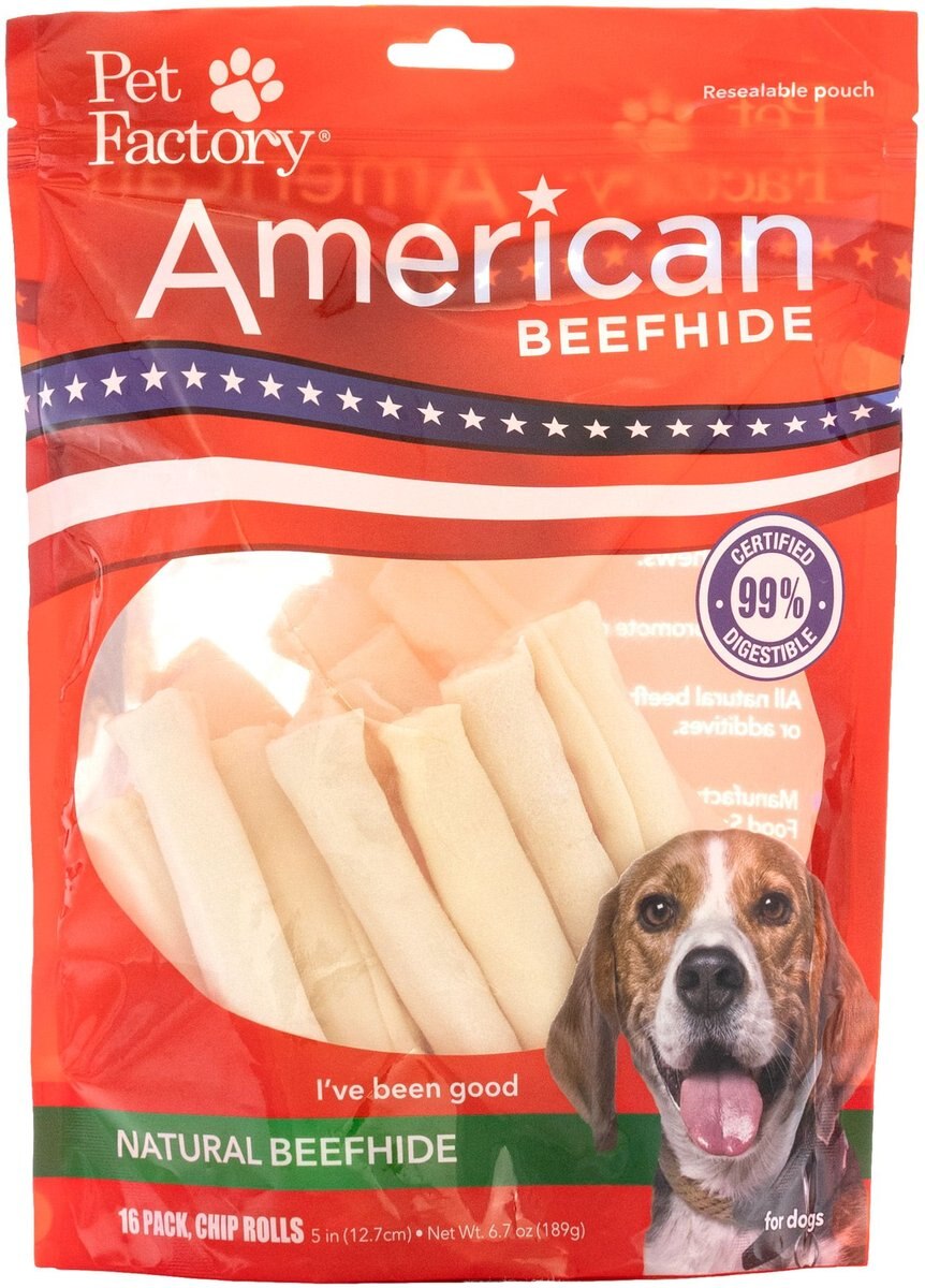 Pet Factory American Beefhide 5-inch Chip Rolls Natural Flavored Chewy Dog Treats