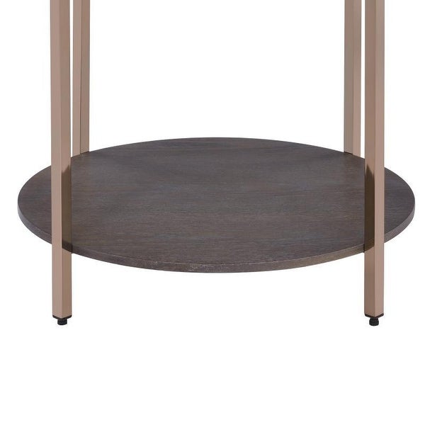 Modern Style Weyton End Table with Shelf， Dark Oak and Champagne