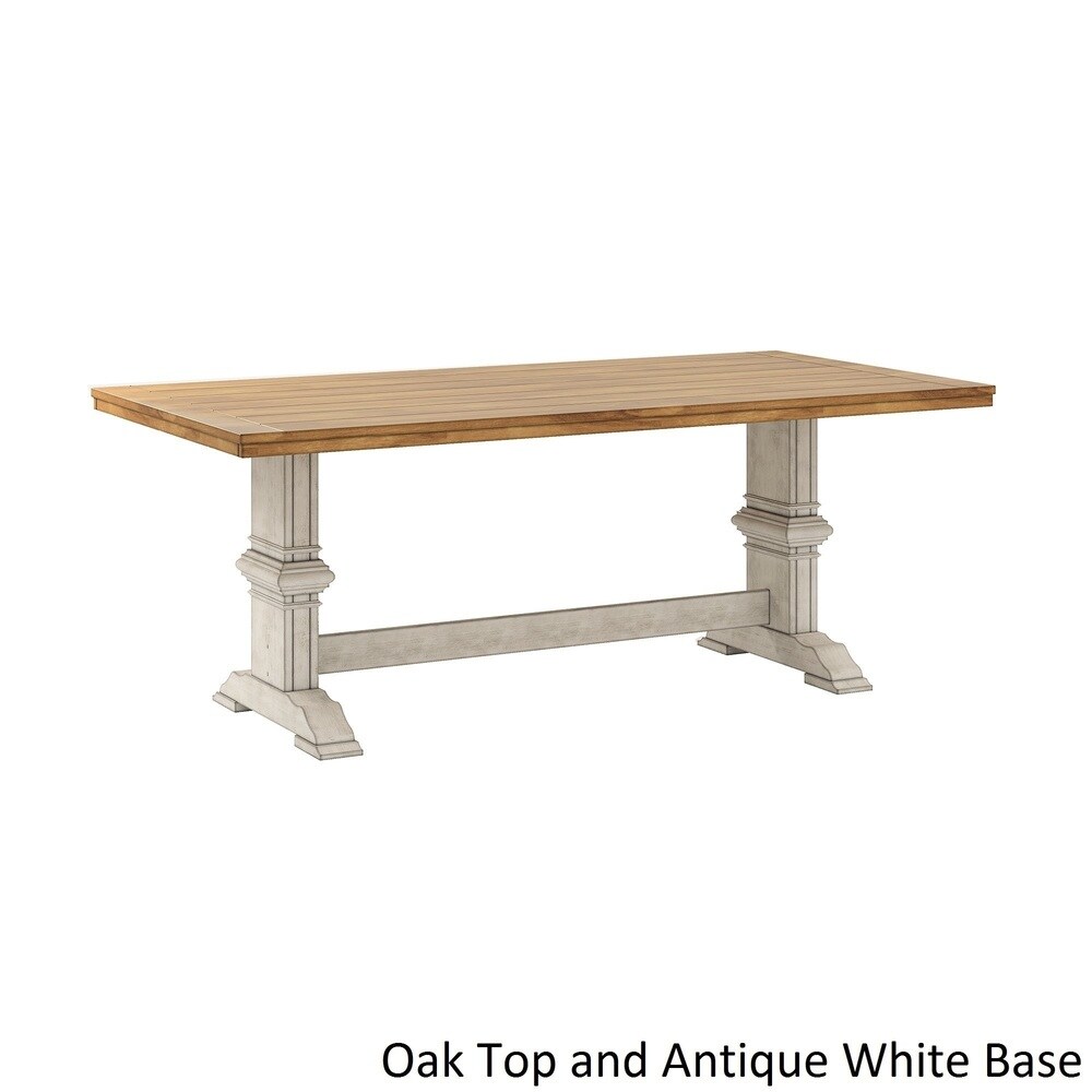 Eleanor Antique White Farmhouse Trestle Base 5 Piece Dining Set   Panel Back by iNSPIRE Q Classic