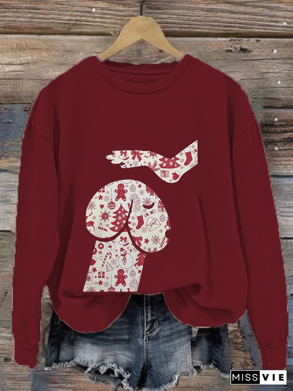 Women's Dogs Christmas Print Casual Sweatshirt