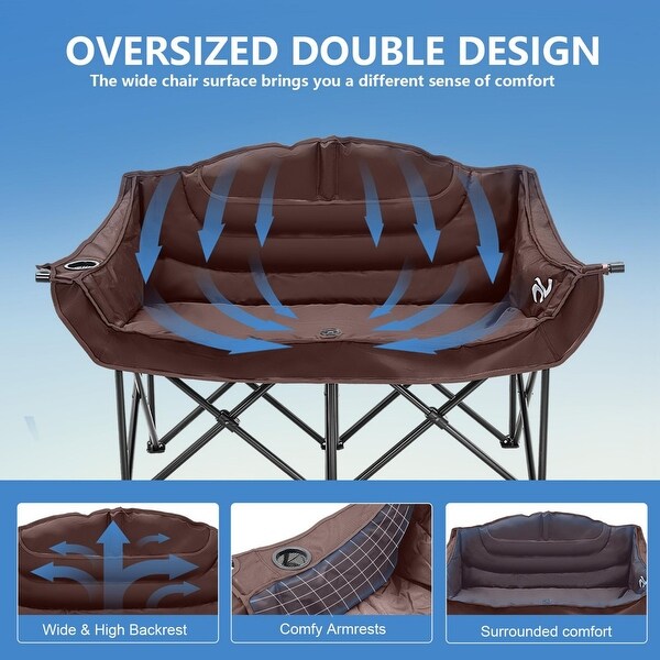 DoCred Double Seats Oversized Camping Chair with Cup Holder