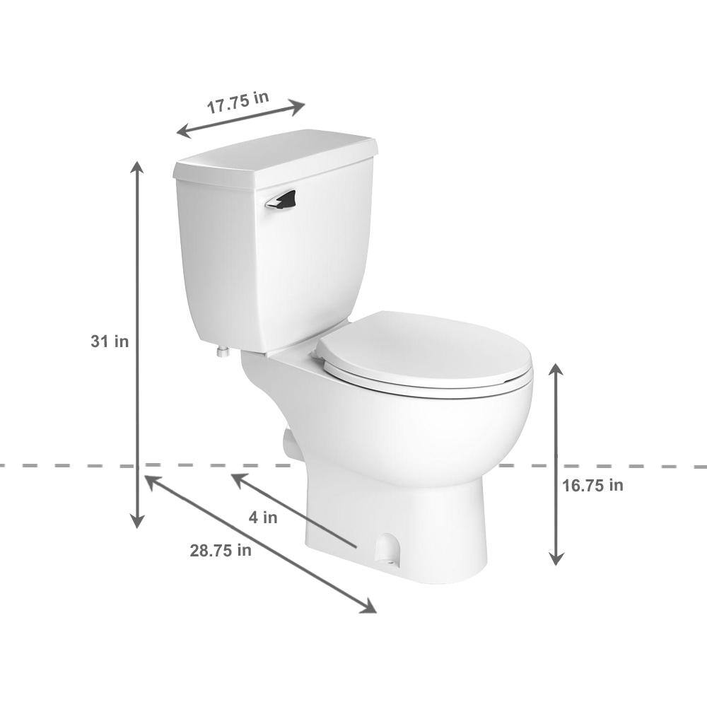 Saniflo 2-Piece 1.28 GPF Single Flush Round Toilet in White 083.005