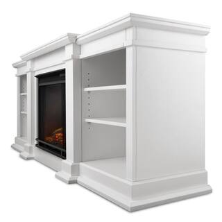 Real Flame Fresno 72 in. Media Console Electric Fireplace in White G1200E-W