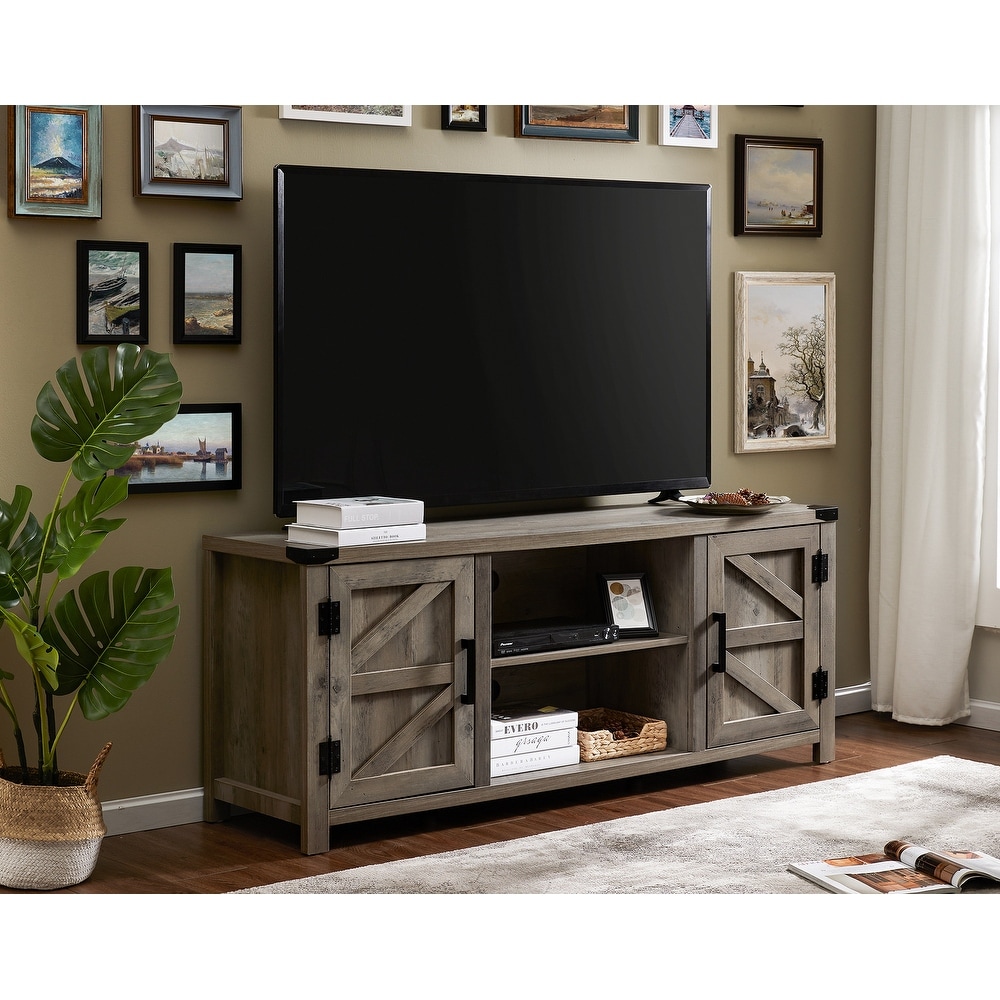 Farmhouse Barndoor TV Stand Entertainment Center for TVs up to 70 inch