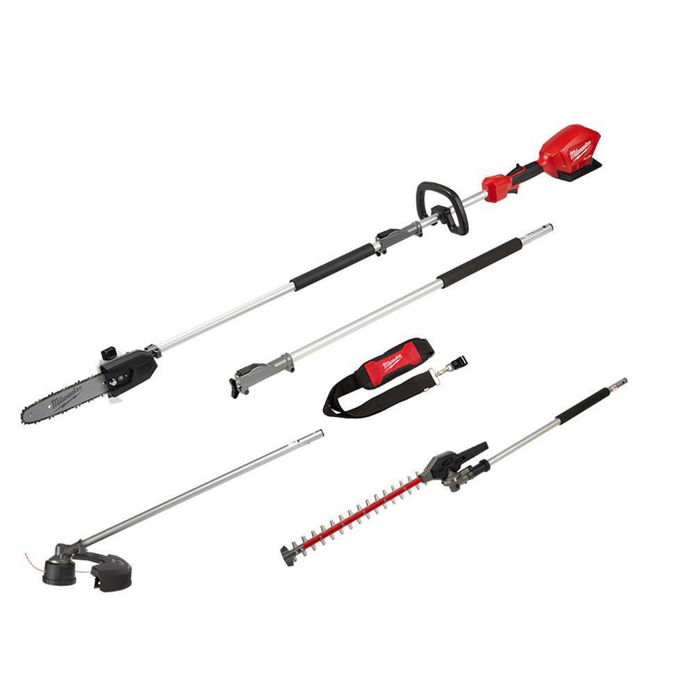 MW M18 FUEL 10 in. 18V Lithium-Ion Brushless Electric Cordless Pole Saw with String Trimmer and Hedge Trimmer Attachments 2825-20PS-49-16-2717-49-16-2719