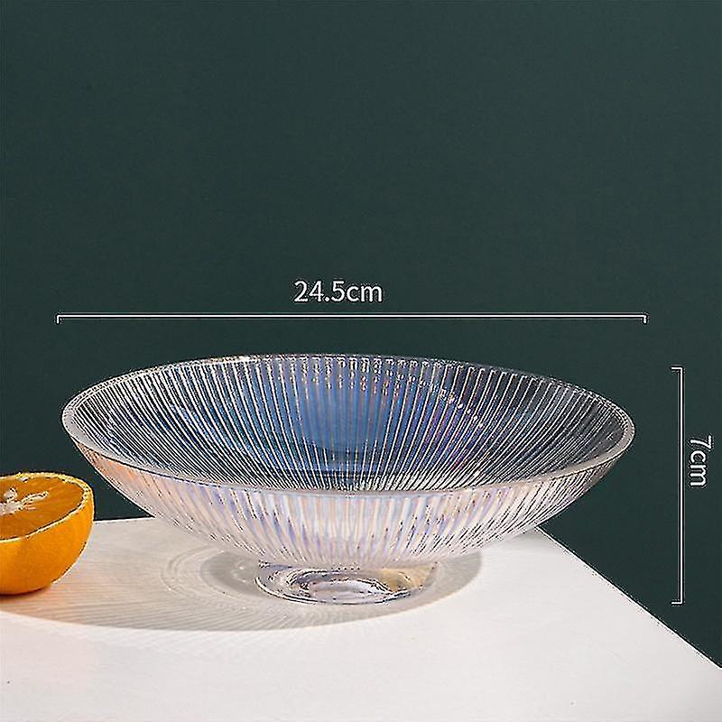 Stripe Transparent Fruit Bowl Dinner Dishes Dessert Plate Salad Bowl Snacks Dish Dining Table Servi