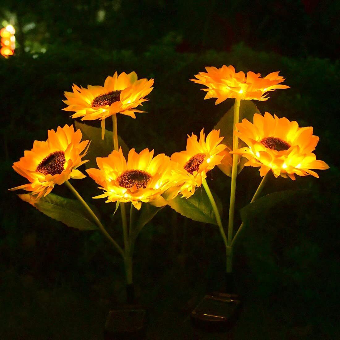 3 Outdoor Garden Sunflower Solar Lights Upgrade LED Yard Path Landscape Light