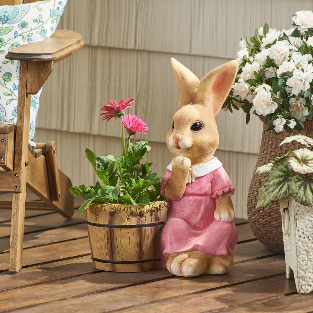 Kuhrs Outdoor Decorative Rabbit Planter by Christopher Knight Home   15.00\