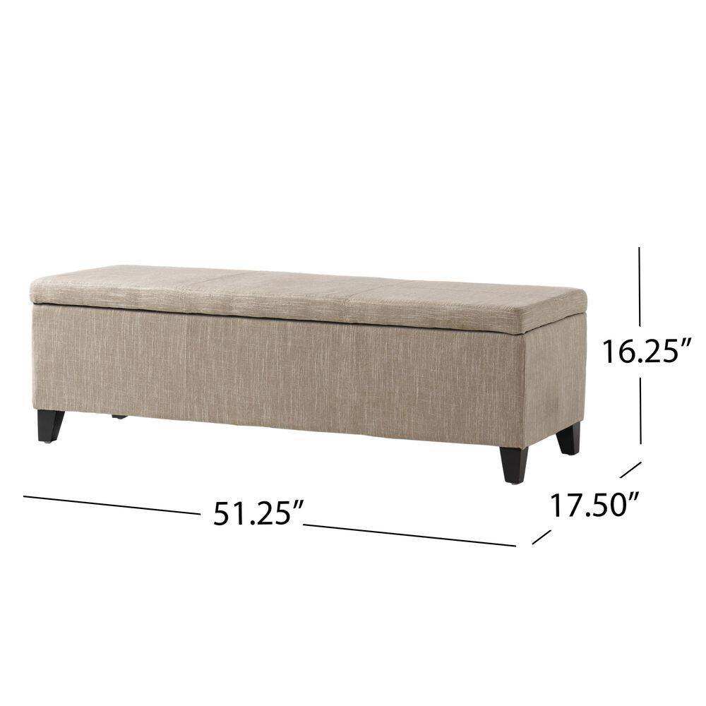 Noble House Glouser Sand Fabric Storage Bench 9974