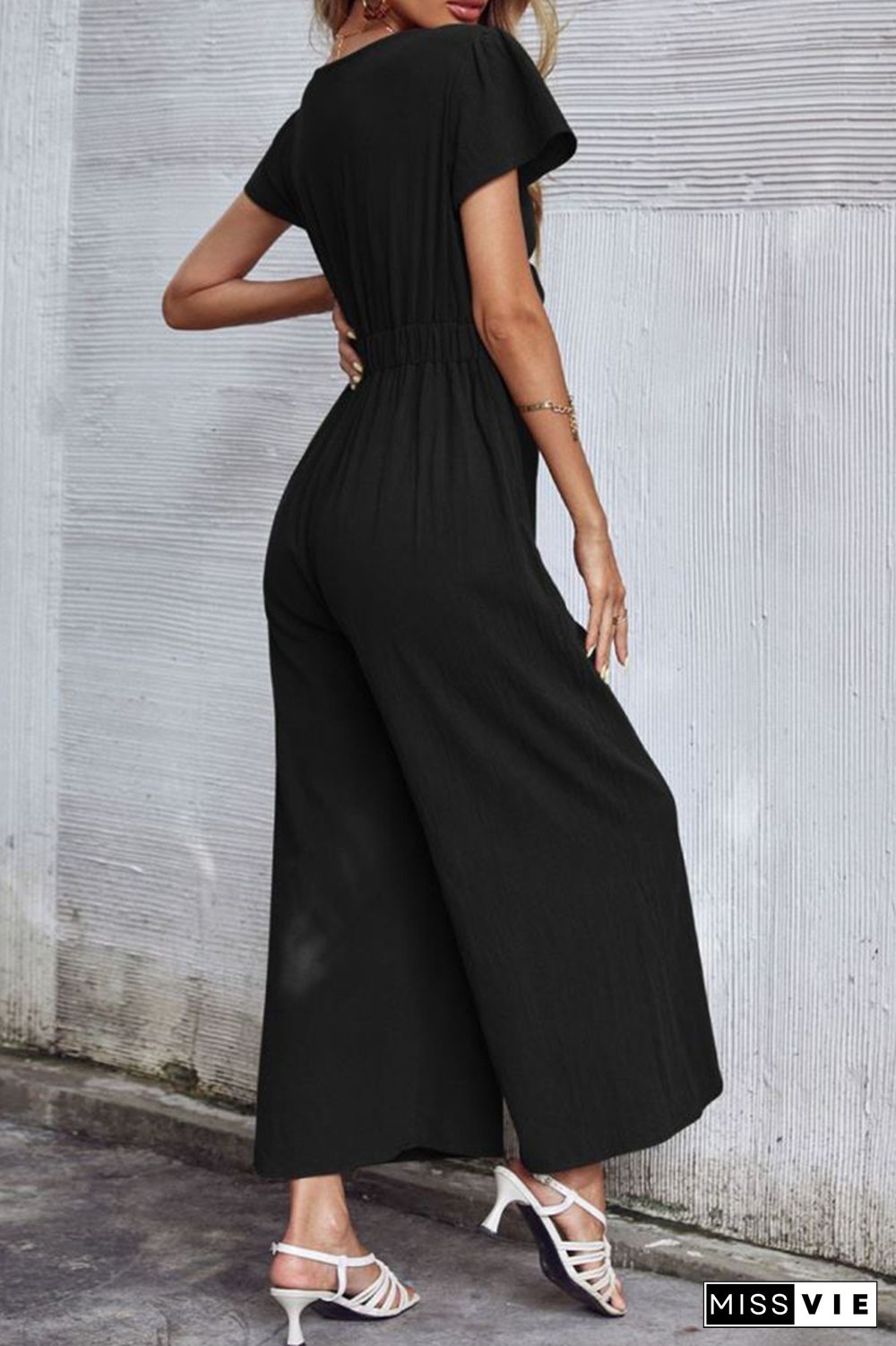 Bow Knot Wide Leg Long Pants Jumpsuit Wholesale