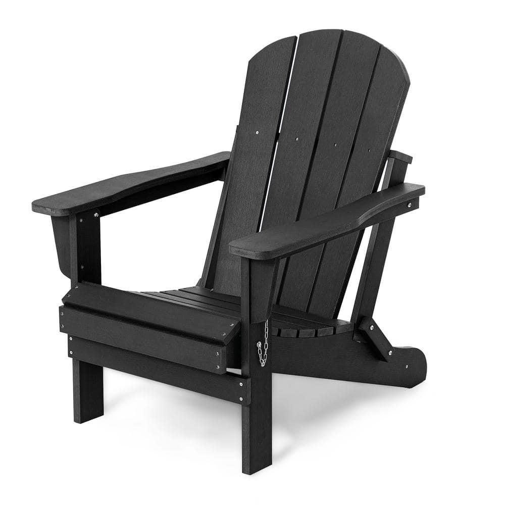 JEAREY HDPS Classic Black Folding Plastic Adirondack Chair