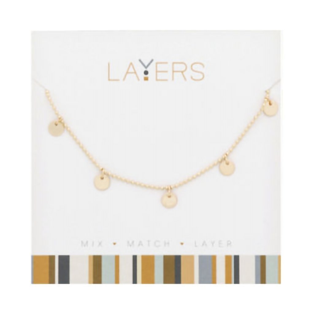 Center Court  Gold Flat Disc Layers Necklace