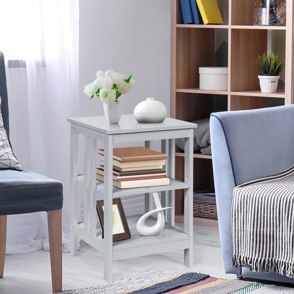 3-Tier Side Table with Baffles and Round Corners