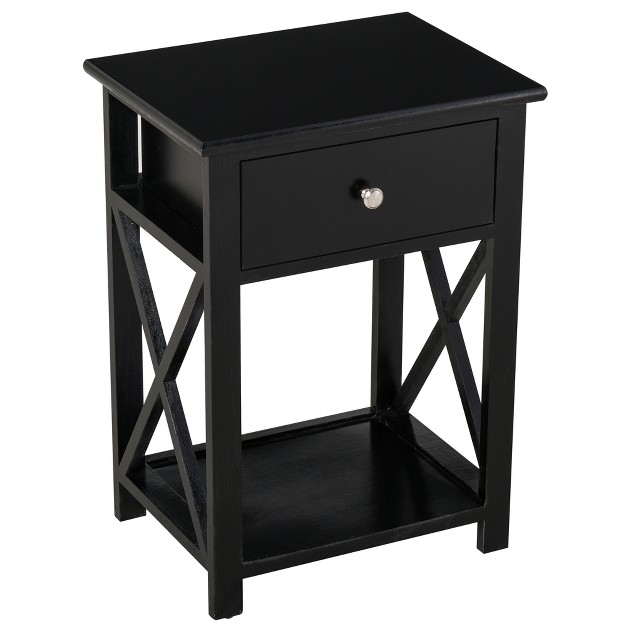 Homcom 22 Traditional Wood Accent End Table With Storage Drawer For Living Room Or Bedroom