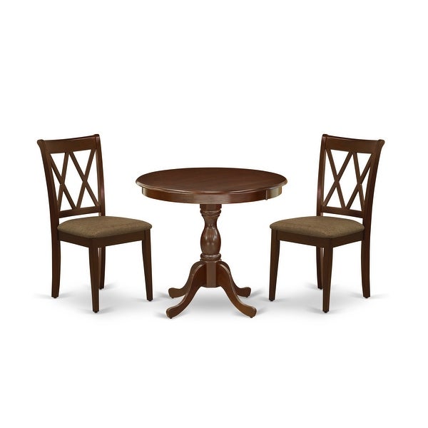 3 Piece Dinning Table Set - 1 Wood Table and 2 Dining Room Chairs - (Finish and Seat's Type Options)